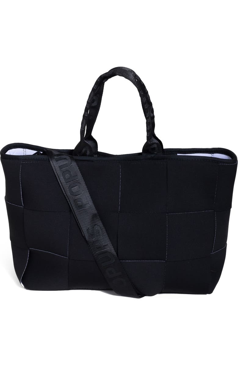POP UPS BRAND Icon Water Resistant Woven Neoprene Tote Bag, Alternate, color, Black
