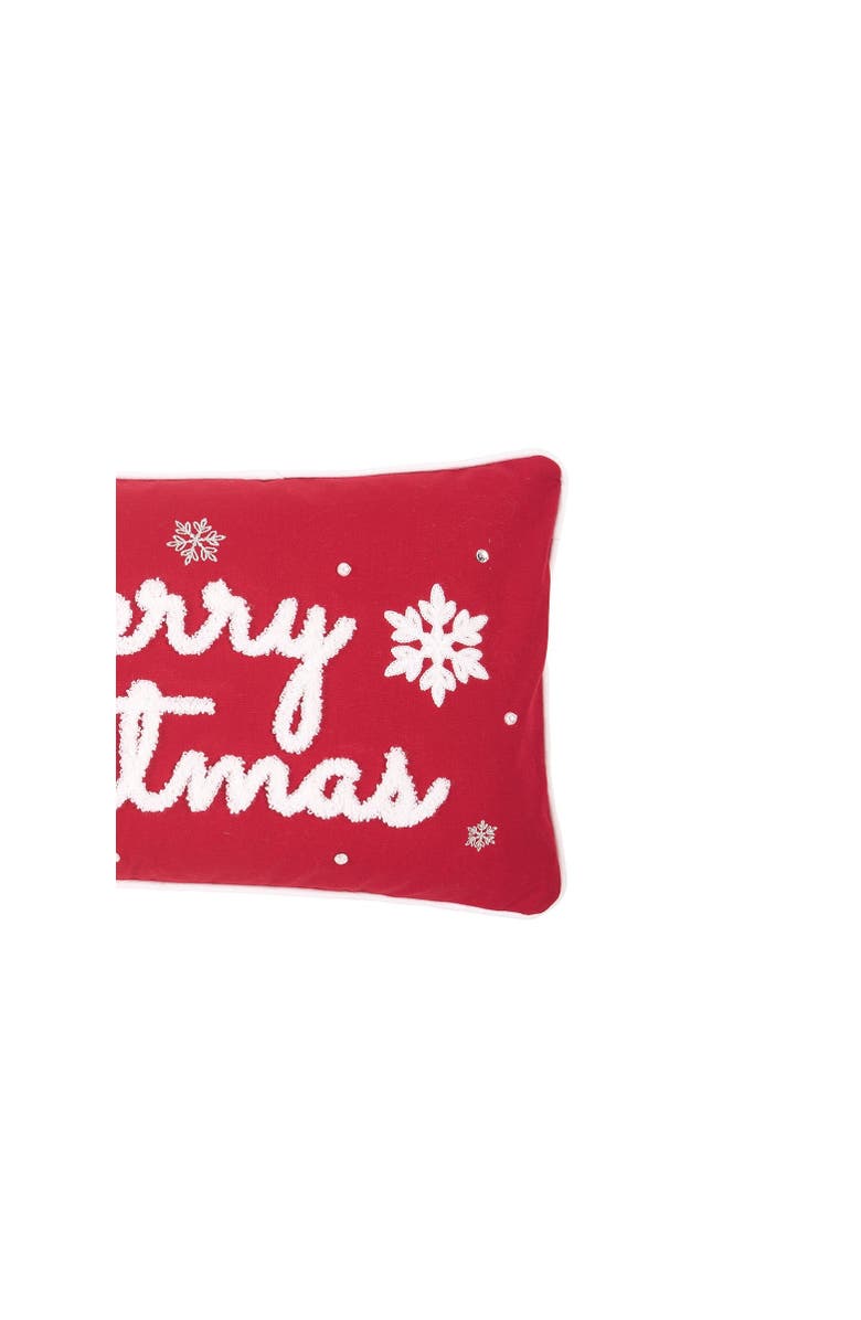 C&F Home "Merry Christmas" Snowflakes Red Embroidered Mini Accent Pillow 12" x 24", Alternate, color, Red