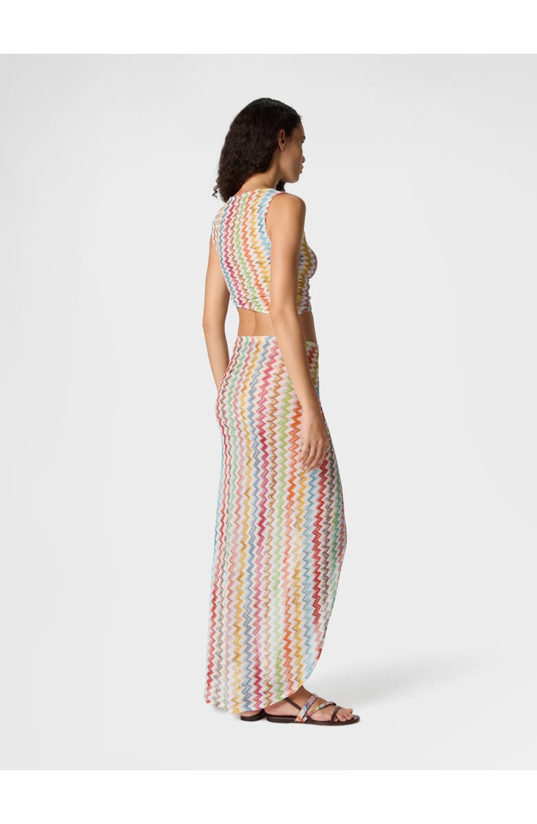 Missoni Crop Top In Lamé Viscose With Micro Zigzag Pattern, Alternate, color, White & Multicoloured