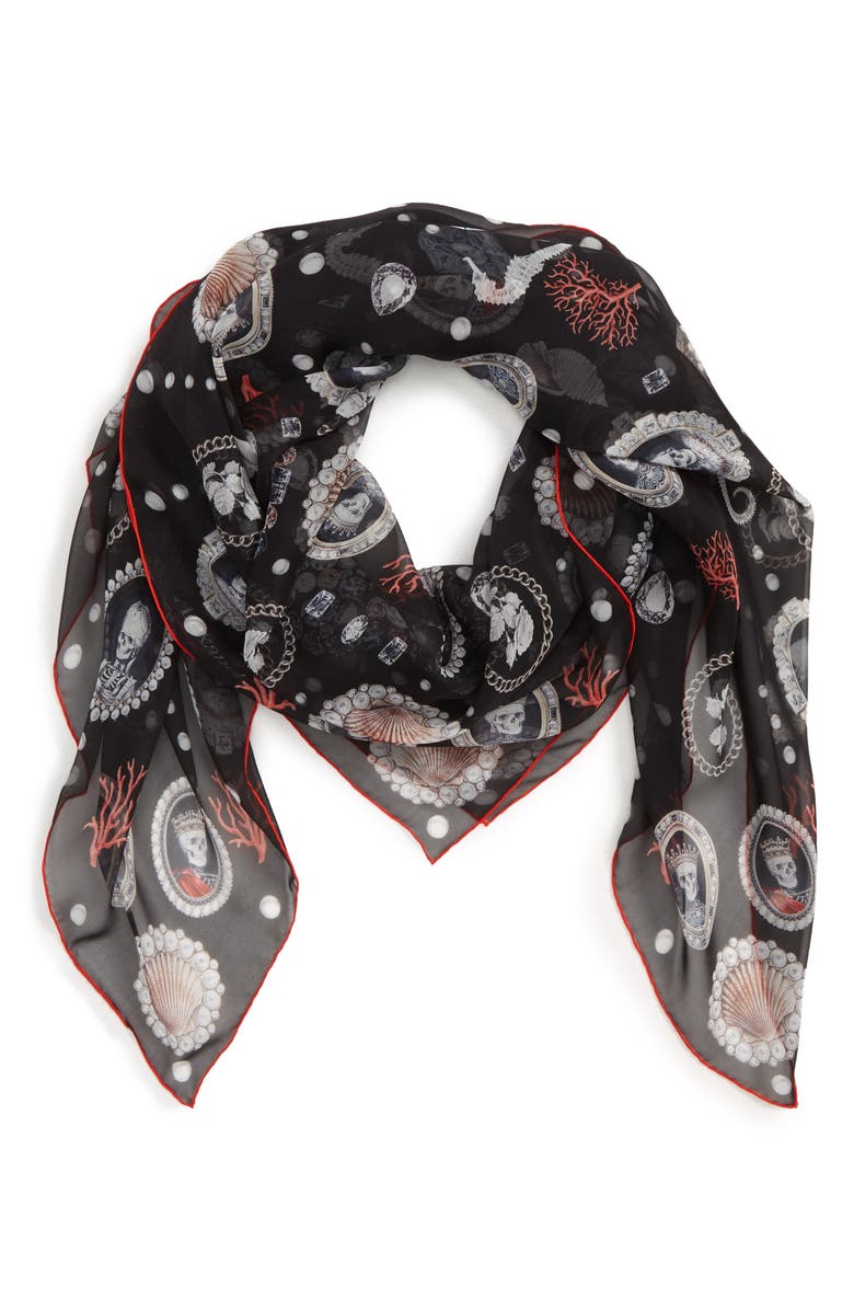 McQueen Alexander McQueen Sea Silk Scarf, Alternate, color, 