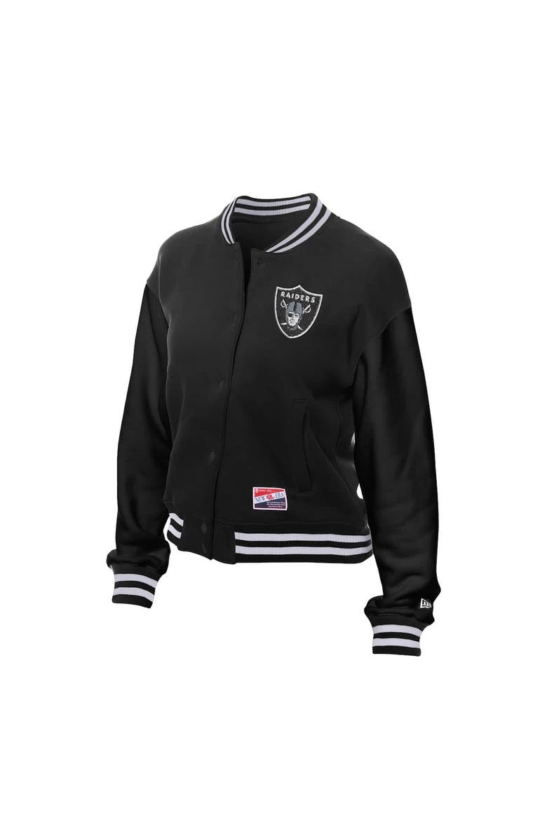 New Era Women's New Era Black Las Vegas Raiders Throwback Fleece Full-Snap Jacket, Alternate, color,