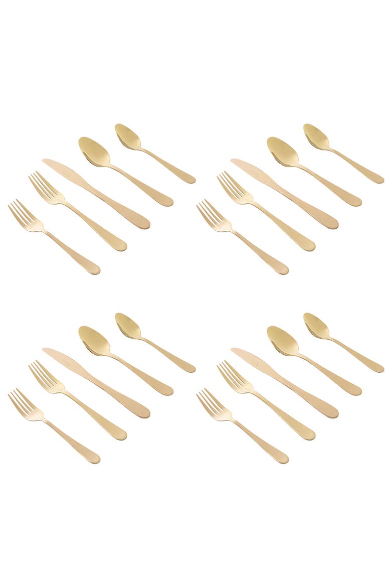 Stravidia 20 Piece Flatware set  Stainless Steel, Alternate, color, Metallic Gold