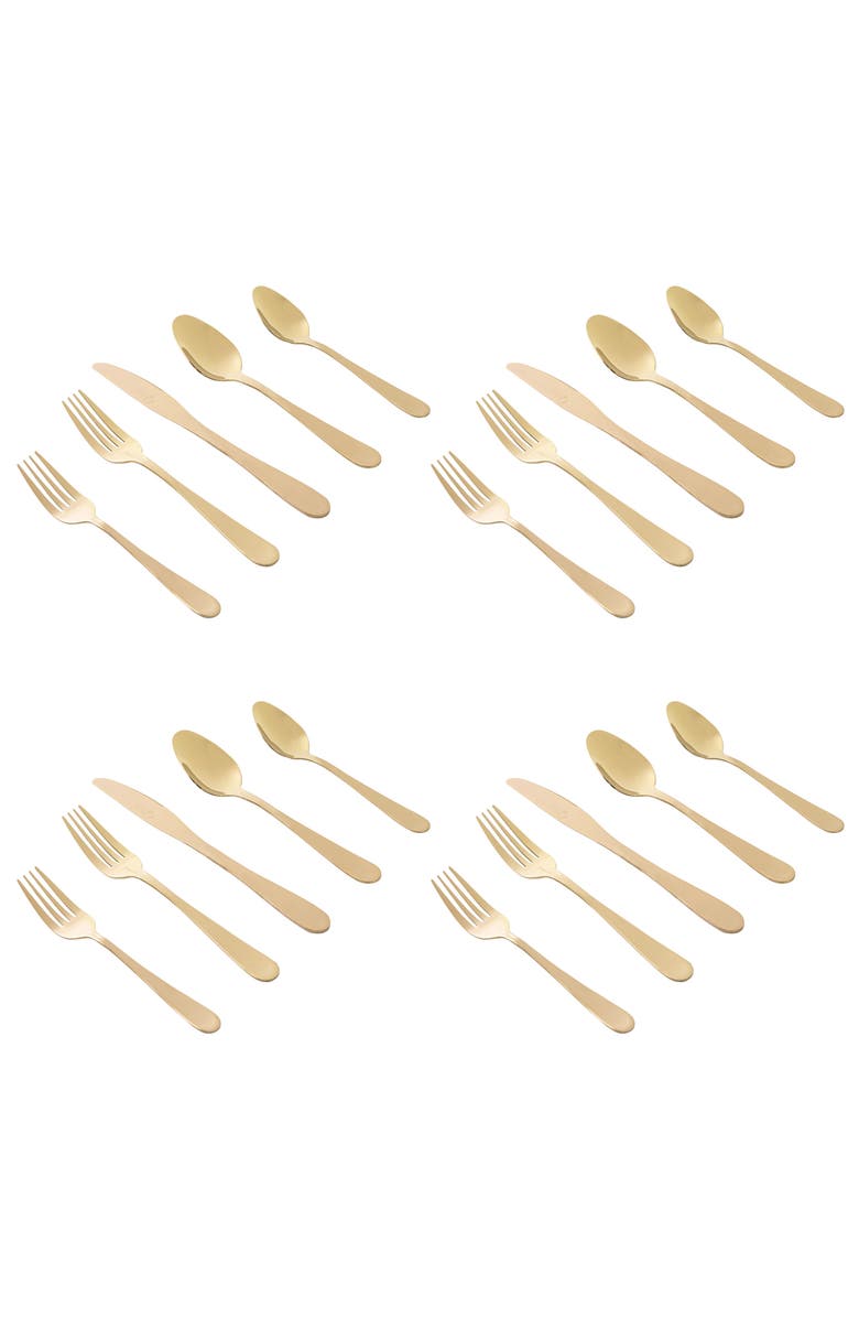Gibson Home Stravidia 20 Piece Flatware set Stainless Steel, Alternate, color, Metallic Gold