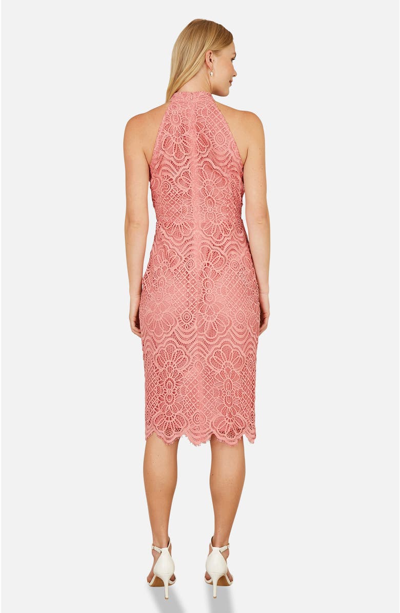 Yumi Lace Halter Neck Dress, Alternate, color, Pink