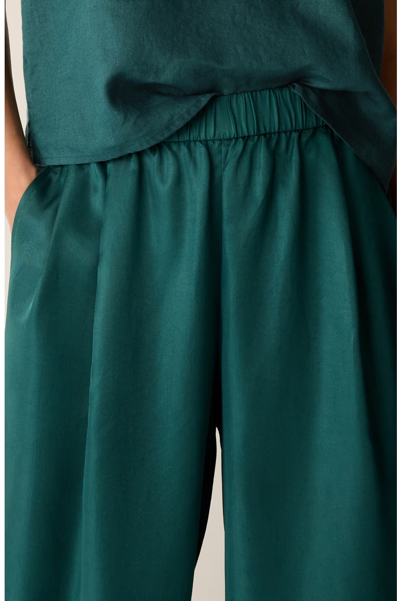 Pull-On Satin Wide Leg Pants, Alternate, color, KELP
