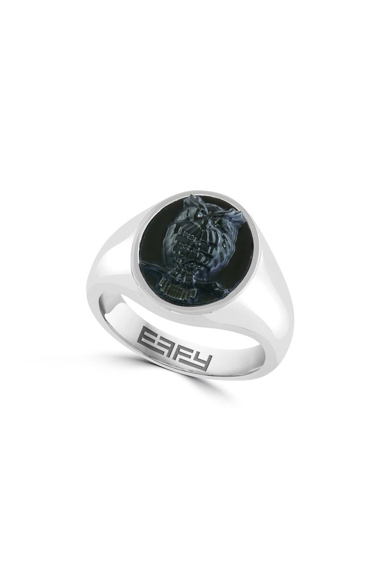 Sterling Silver Onyx Signet Ring, Main, color, BLACK