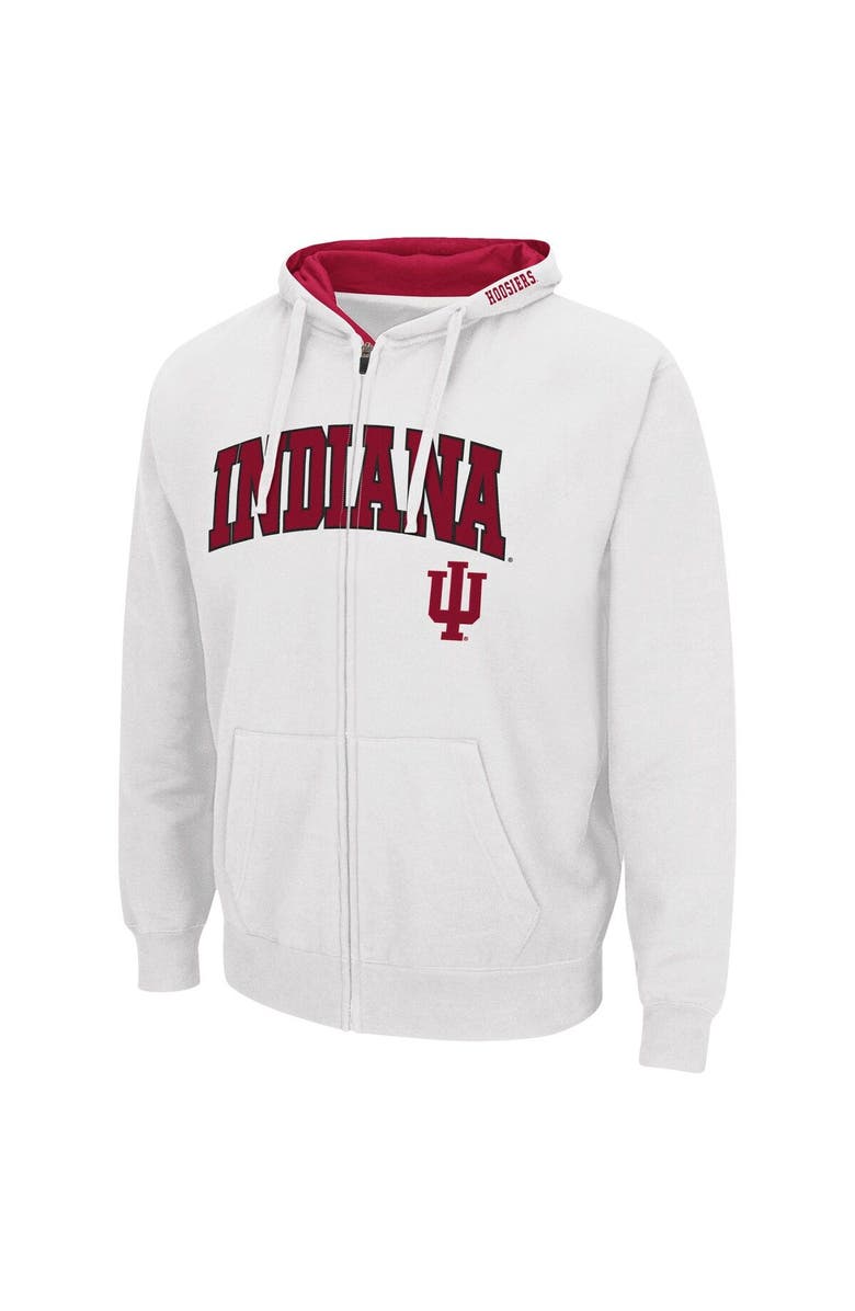 COLOSSEUM Men's Colosseum White Indiana Hoosiers Arch & Logo 3.0 Full-Zip Hoodie, Alternate, color, White