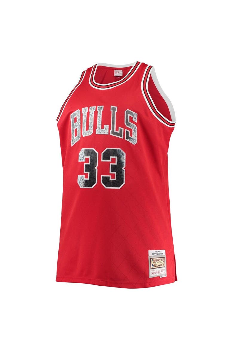 Men's Mitchell & Ness Scottie Pippen Red Chicago Bulls Big & Tall 1997/98 NBA 75th Anniversary Diamond Swingman Jersey, Alternate, color, Red