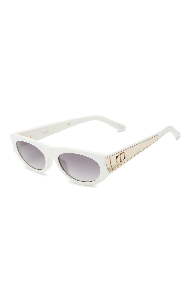 'DiorGlow B2I 53mm Oval Sunglasses, Alternate, color, IVORY / GRADIENT SMOKE