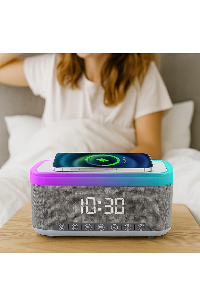 PURSONIC All-in-One Alarm Clock with Bluetooth Speaker, FM Radio & Qi Wireless Charging - Your Complete Nightstand Companion, Alternate, color, Multicolor