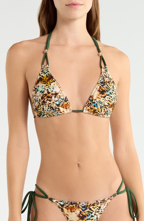 Beaded Halter Bralette Bikini Top