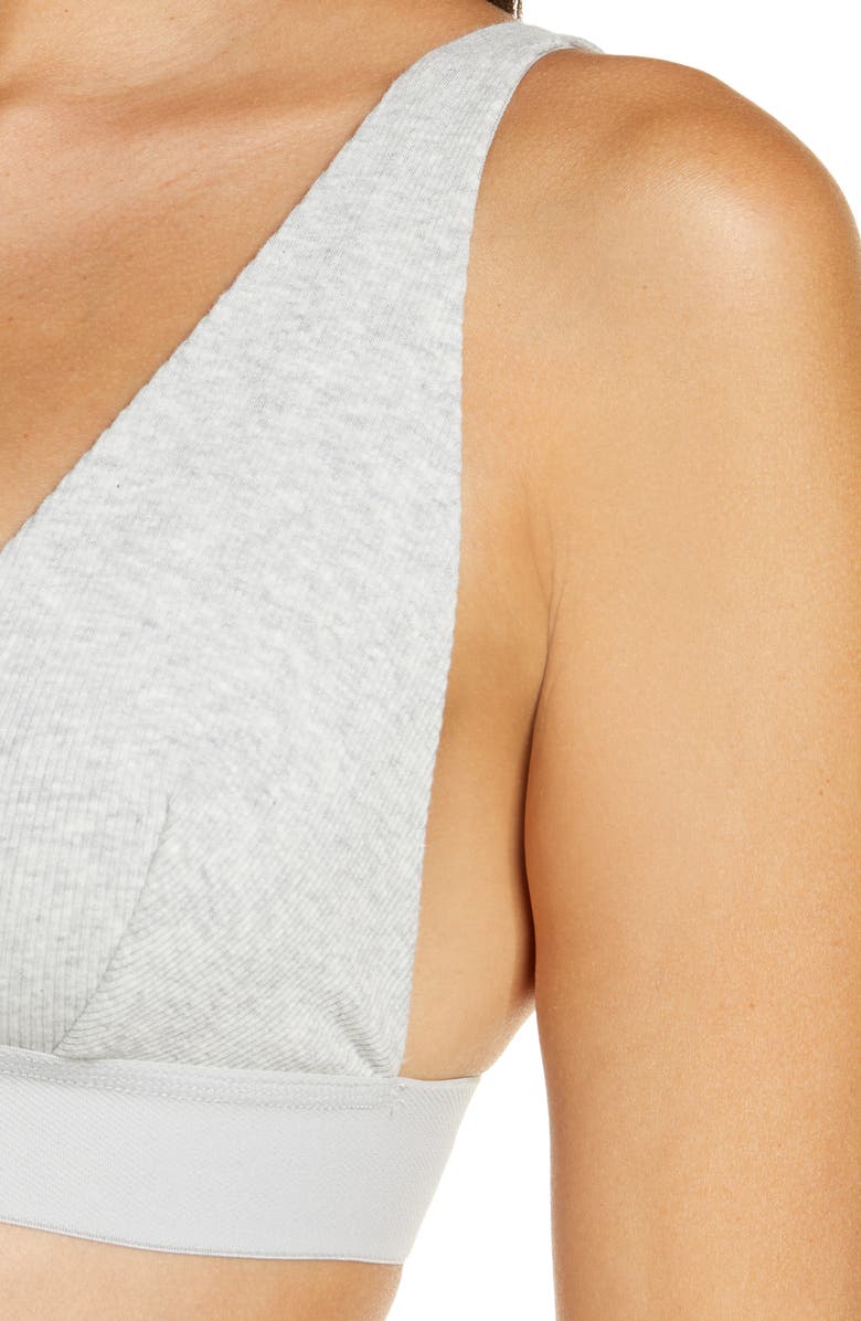 SKIMS Stretch Cotton Rib Plunge Bralette, Alternate, color, Light Heather Grey