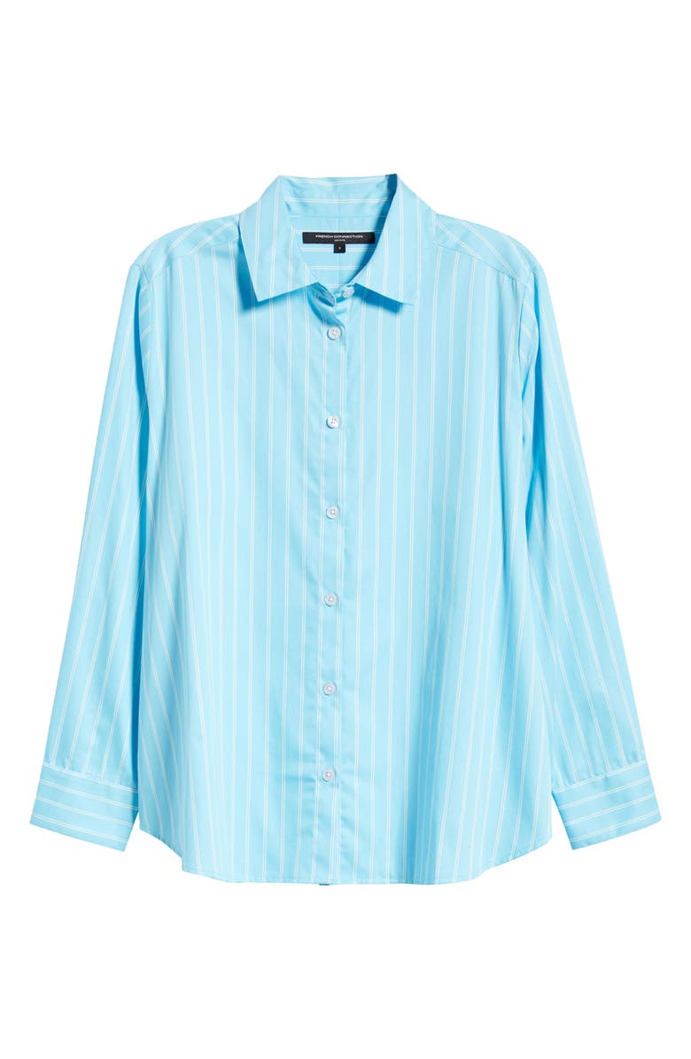 French Connection Alexis Stripe Poplin Shirt, Alternate, color, 40-Blue Lagoon