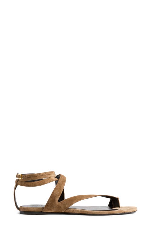 Khaite 10mm Aimee Suede Thong Sandals In Brown