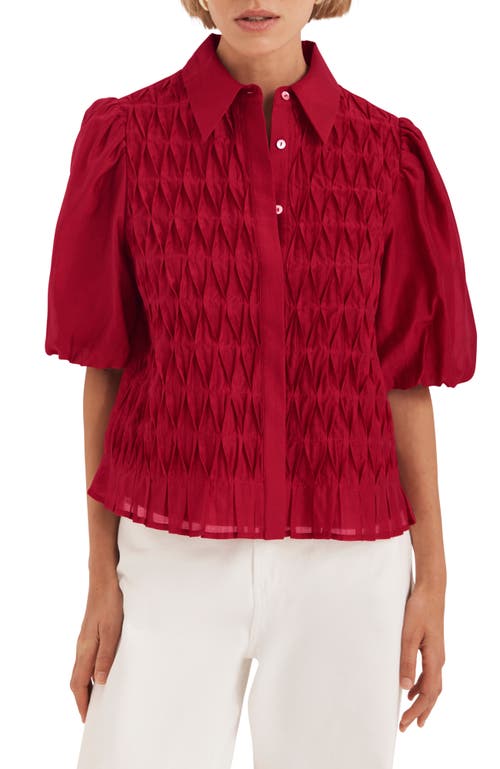 Mint Velvet Puff Sleeve Smock Shirt In Red