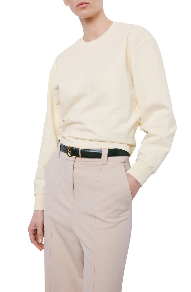 MANGO Crewneck Cotton Sweatshirt, Main, color, Pastel Yellow