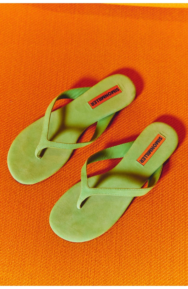 SIMONMILLER Suede Riviera Thong Sandal, Alternate, color, Matcha