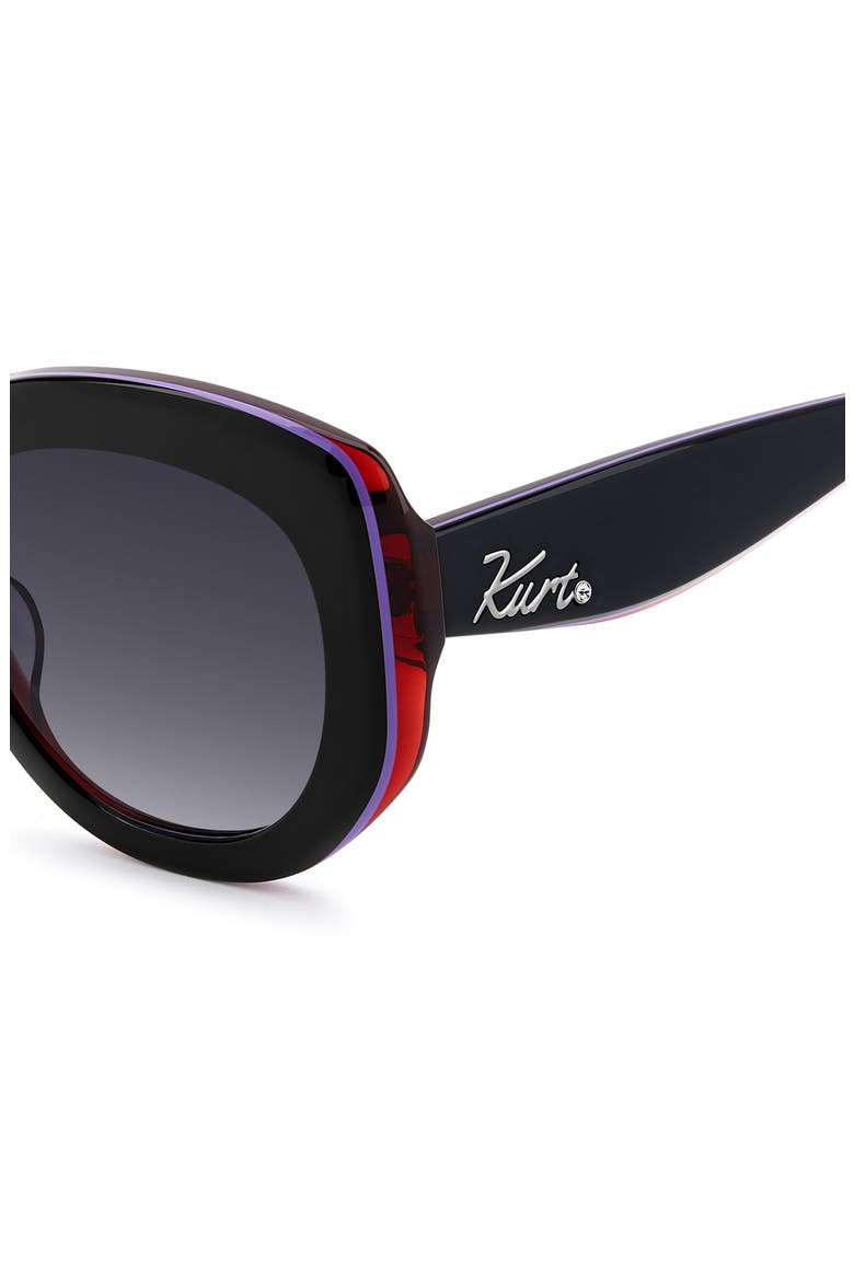 52mm Round Geometric Sunglasses, Alternate, color, BLACK/ DARK GREY SF