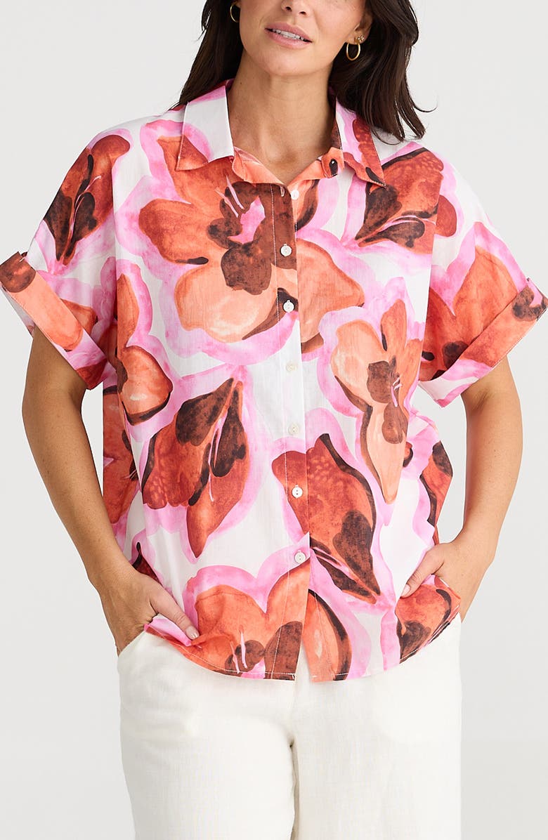 Brave+True Alice Floral Print Shirt, Alternate, color, Azalea