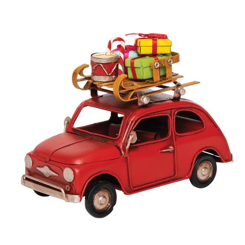 Red Car Luggage Decorative Figurine