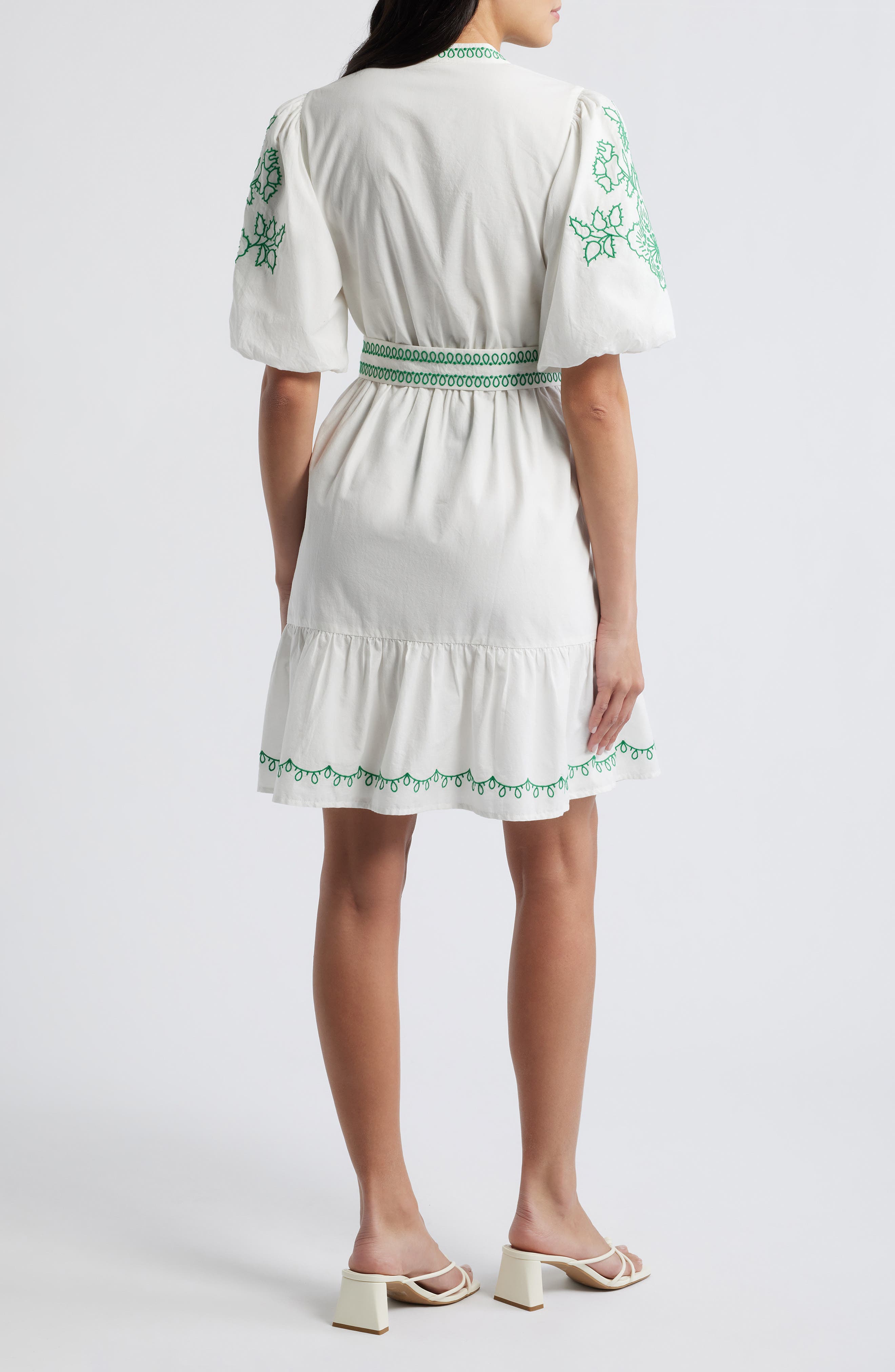 Embroidered Short Sleeve Cotton Shirtdress - image 2
