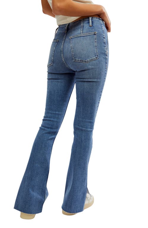 Free People Level Up Slit Bootcut Jeans In Sunburst Blue
