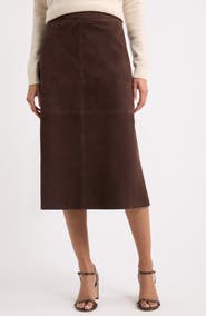 Nordstrom A-Line Suede Midi Skirt