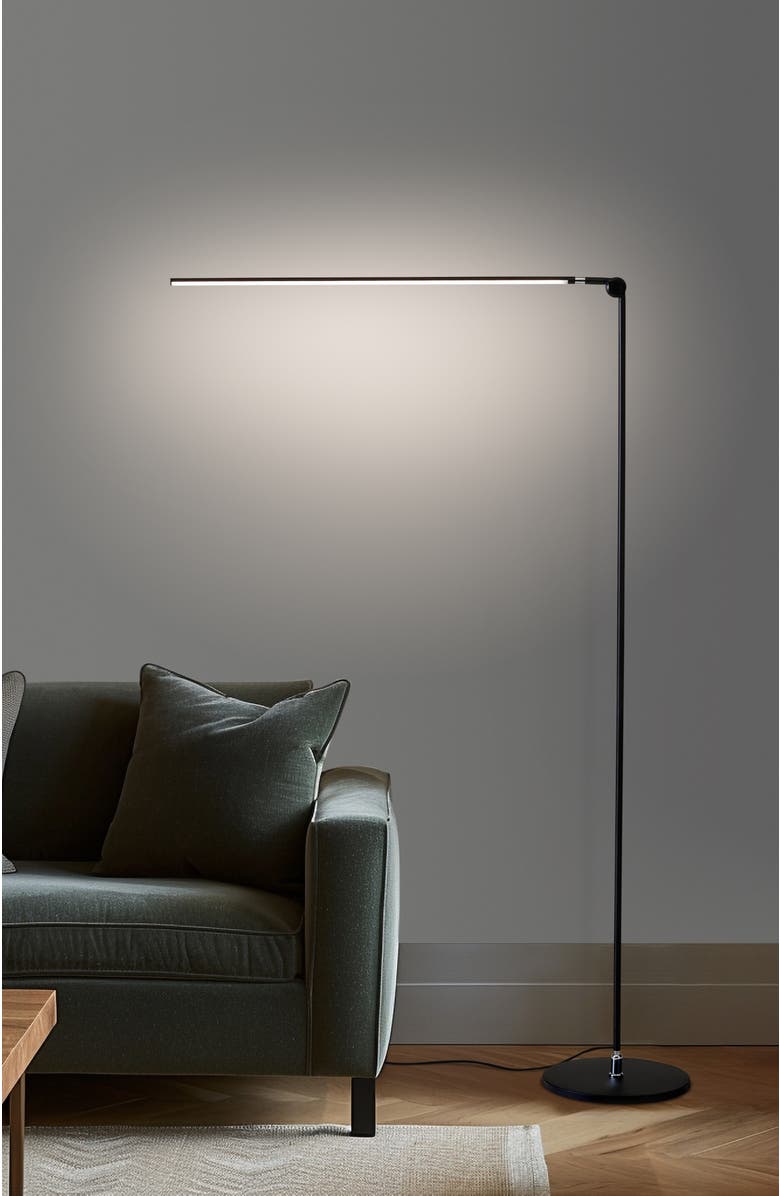 Brightech Libra 54.5" 3-Way Dimming LED Floor Lamp with Adjustable Rotating Base, Alternate, color, Classic Black