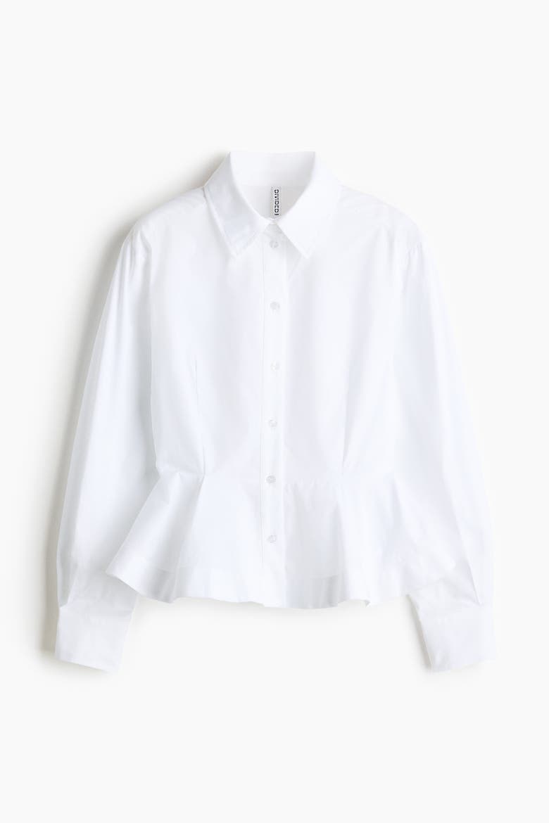 Poplin Peplum Shirt, Alternate, color, White