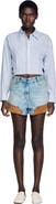 SANDRO Denim and suede shorts with rivets