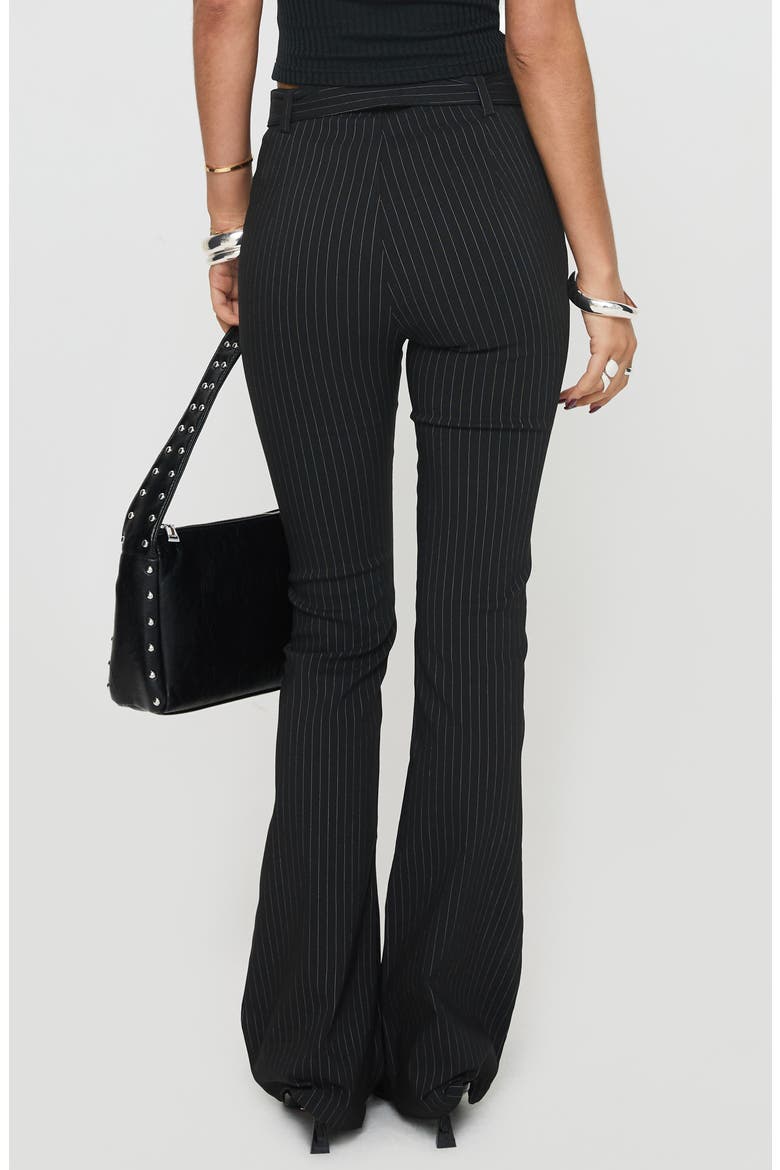Pagano Pinstripe Cotton Blend Flare Leg Pants, Alternate, color, BLACK