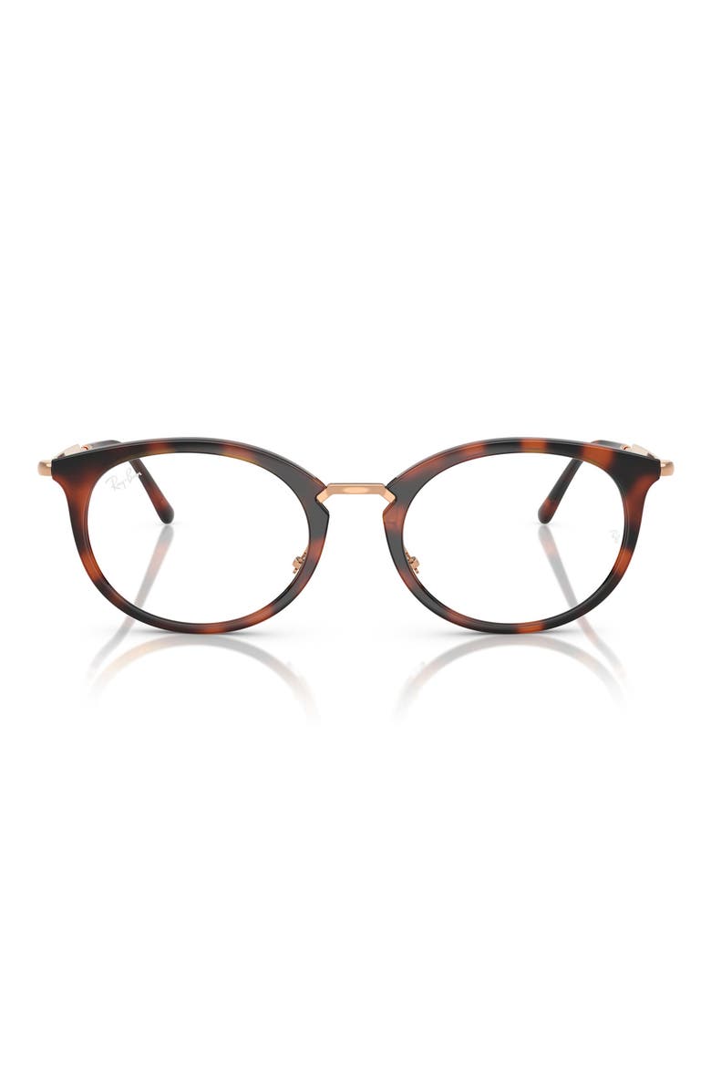51mm Small Oval Optical Glasses, Main, color, STRIPED HAVANA