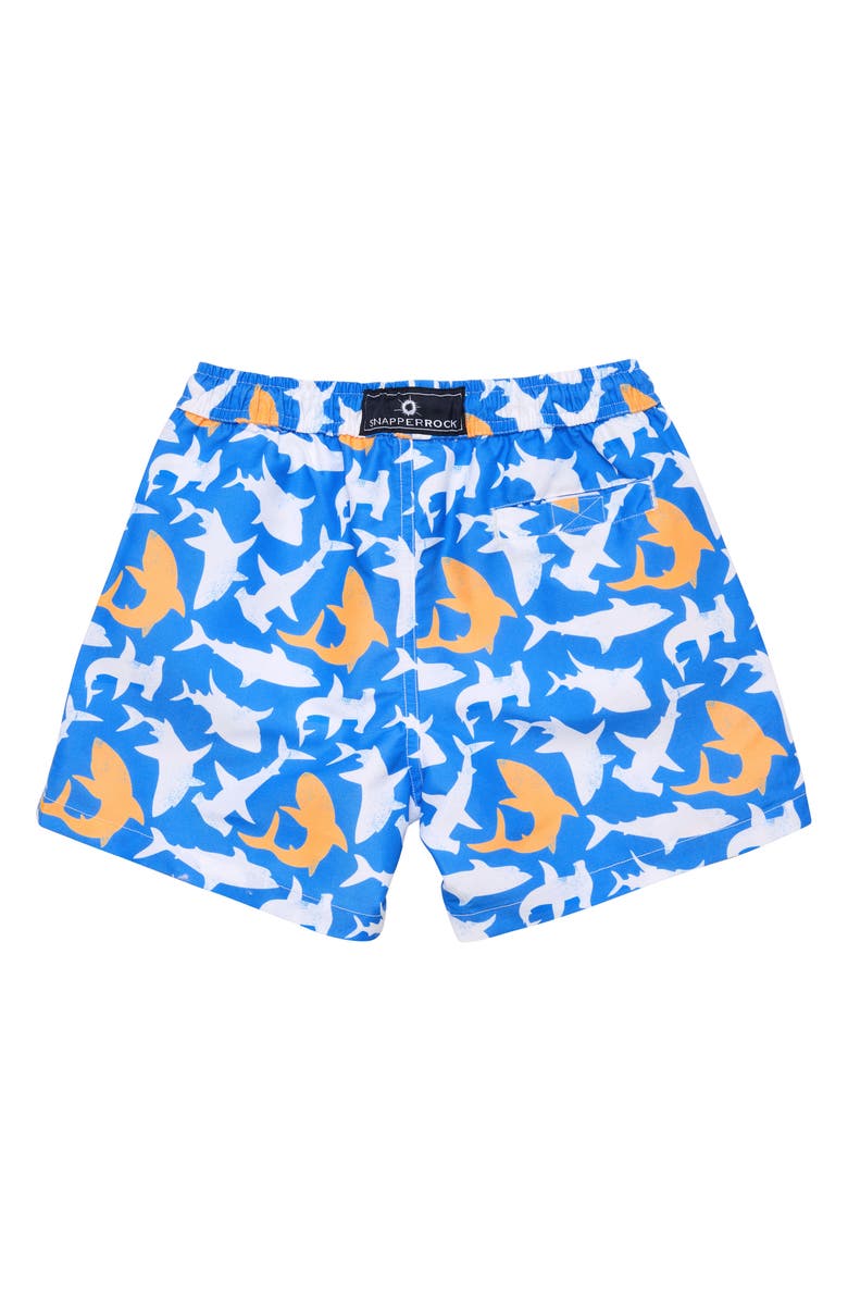 Snapper Rock Kids' Shark Squad Swim Trunks, Alternate, color, Blue