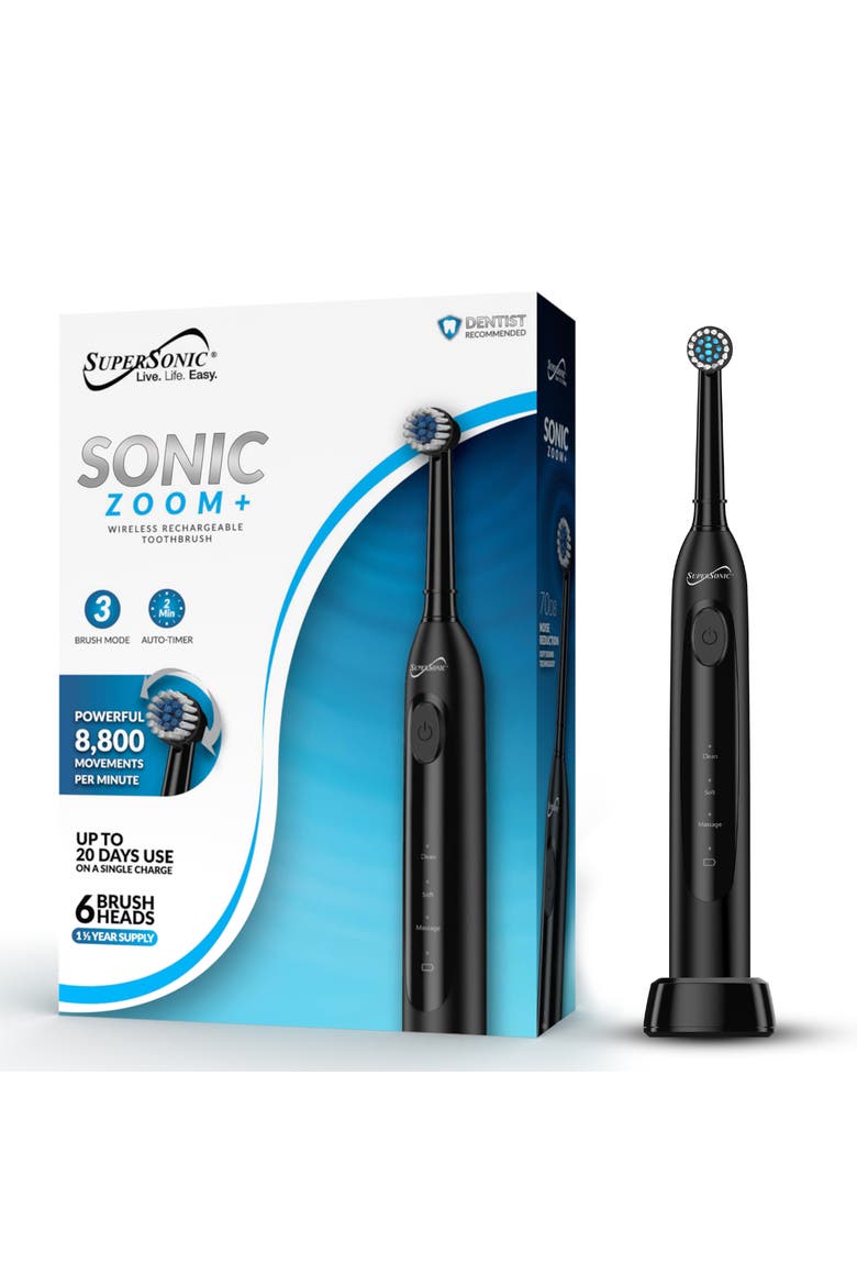 Sonic Zoom+ Wireless Rechargeable Toothbrush in Black, Alternate, color, Black