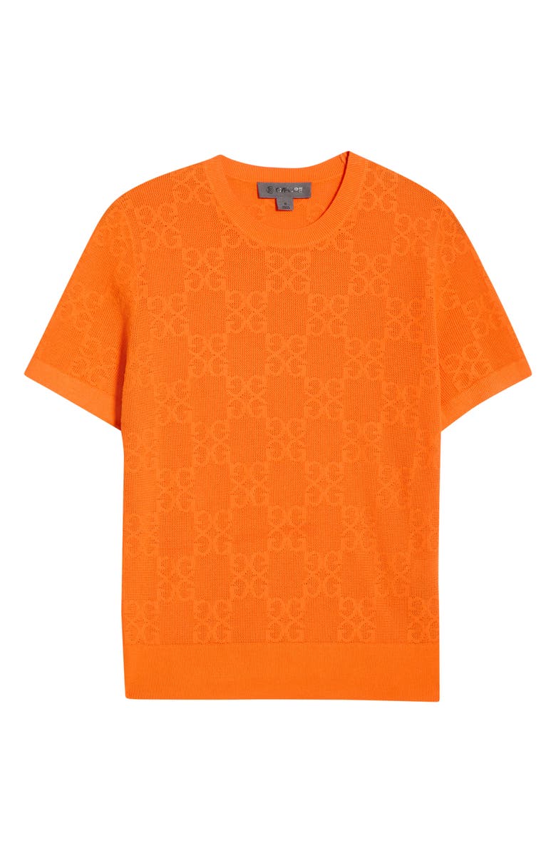 G/FORE Pointelle Short Sleeve Sweater, Alternate, color, Shocking Orange