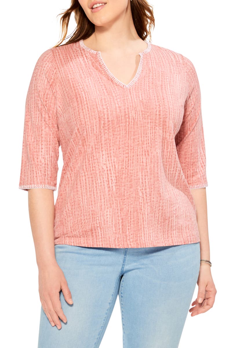 NZT by NIC+ZOE Slub Cotton Split Neck Top, Main, color, 