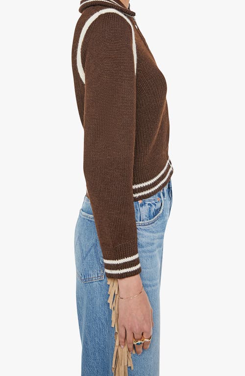 Mother Womens Little League The Little Raquette Collared Alpaca Knitted Cardigan Xs In Brown