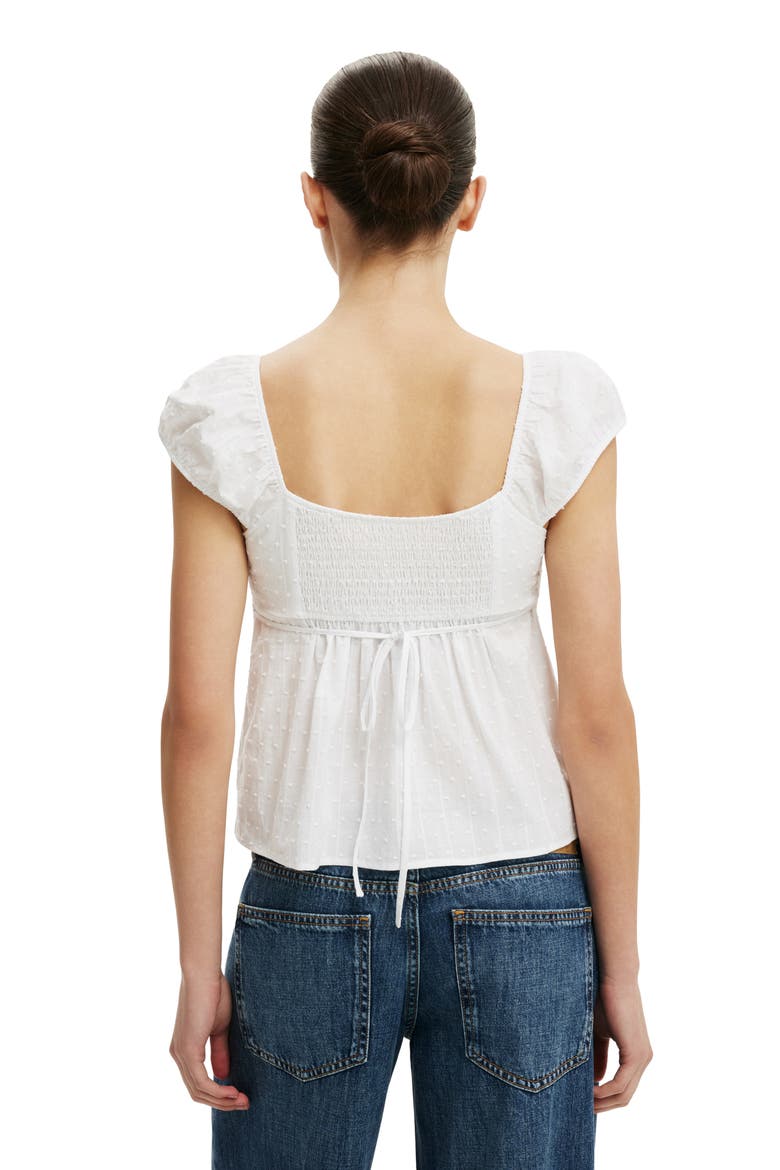 Women's Tie Back Babydoll Top, Alternate, color, White Texture