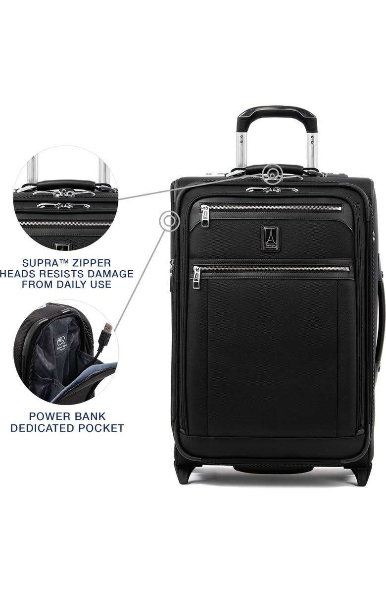 TRAVELPRO Platinum Elite Softside Expandable Carry-On 22-Inch 2 Wheel Upright Luggage, Alternate, color, Shadow Black