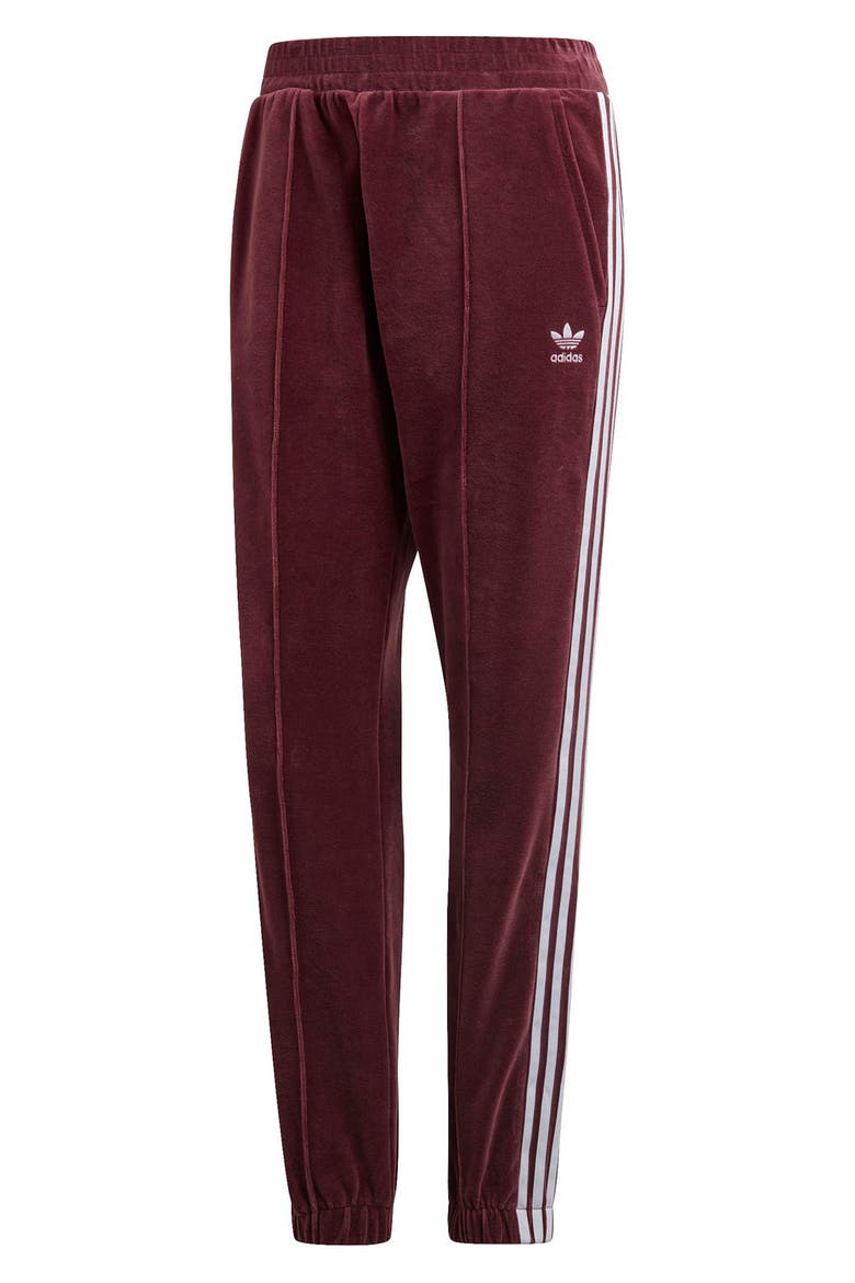 adidas Velour Track Pants, Alternate, color, MAROON