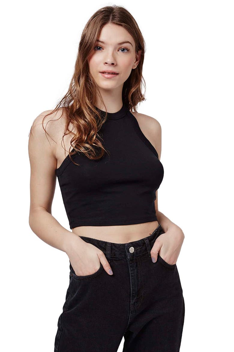 Racerback Crop Tank, Alternate, color, BLACK