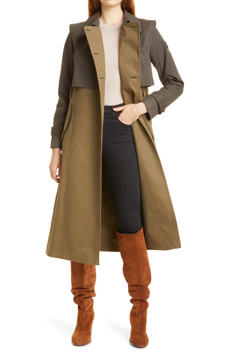 Ted Baker London Eden Colorblock Waterproof Trench Coat, Main, color, 