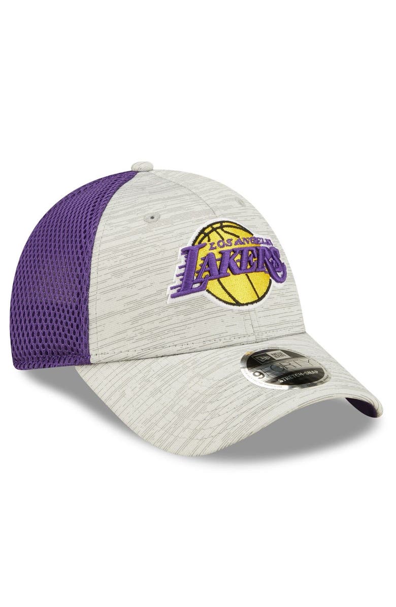 New Era Men's New Era Gray/Purple Los Angeles Lakers Active 9FORTY Snapback Hat, Alternate, color, 