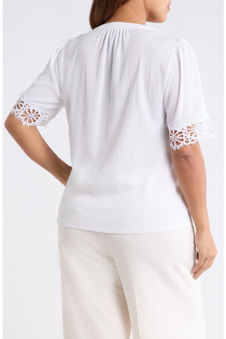 Crepe Lace Trim Top, Alternate, color, CRISP WHITE