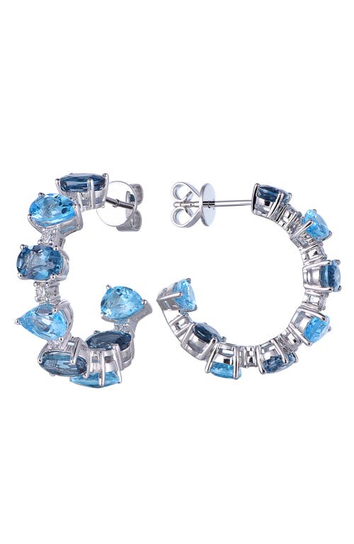 Kahn High Jewelry Swiss Blue & London Blue Topaz Earrings With Diamonds In London Blue & Swiss Blue
