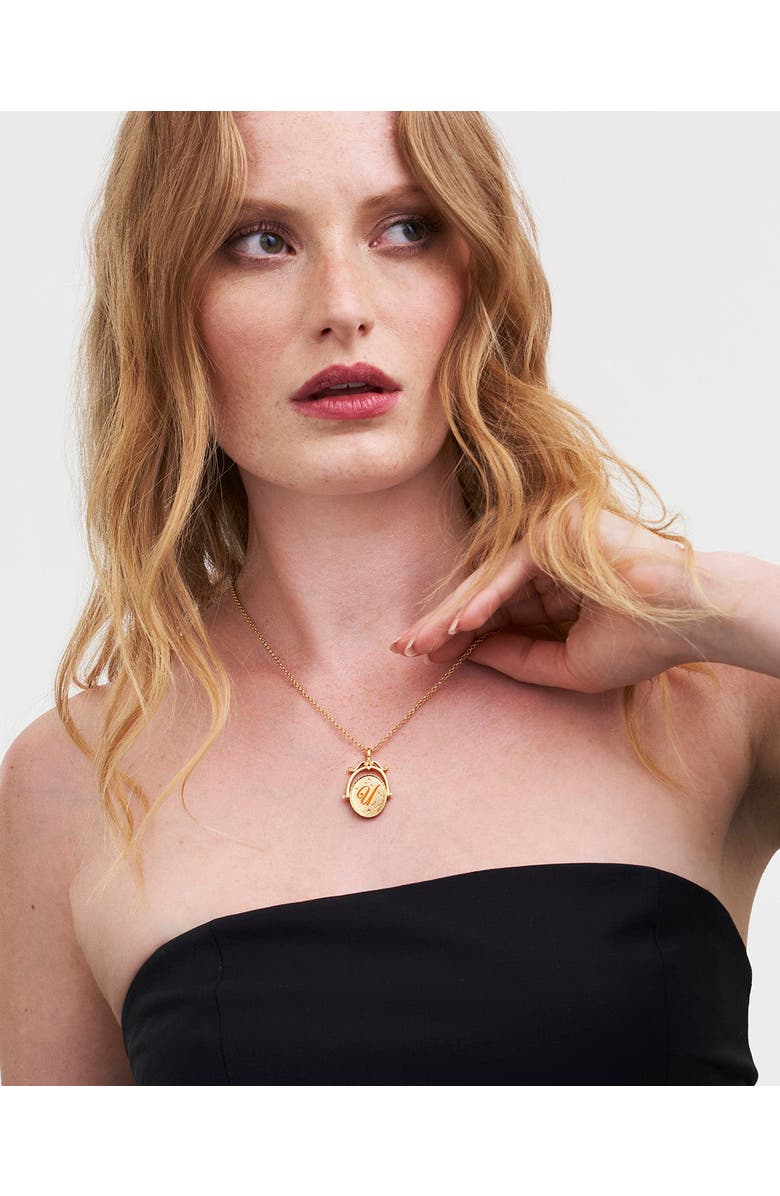 Fable England U Initial Ursinia Gold Spinner Chain Necklace, Alternate, color, Gold