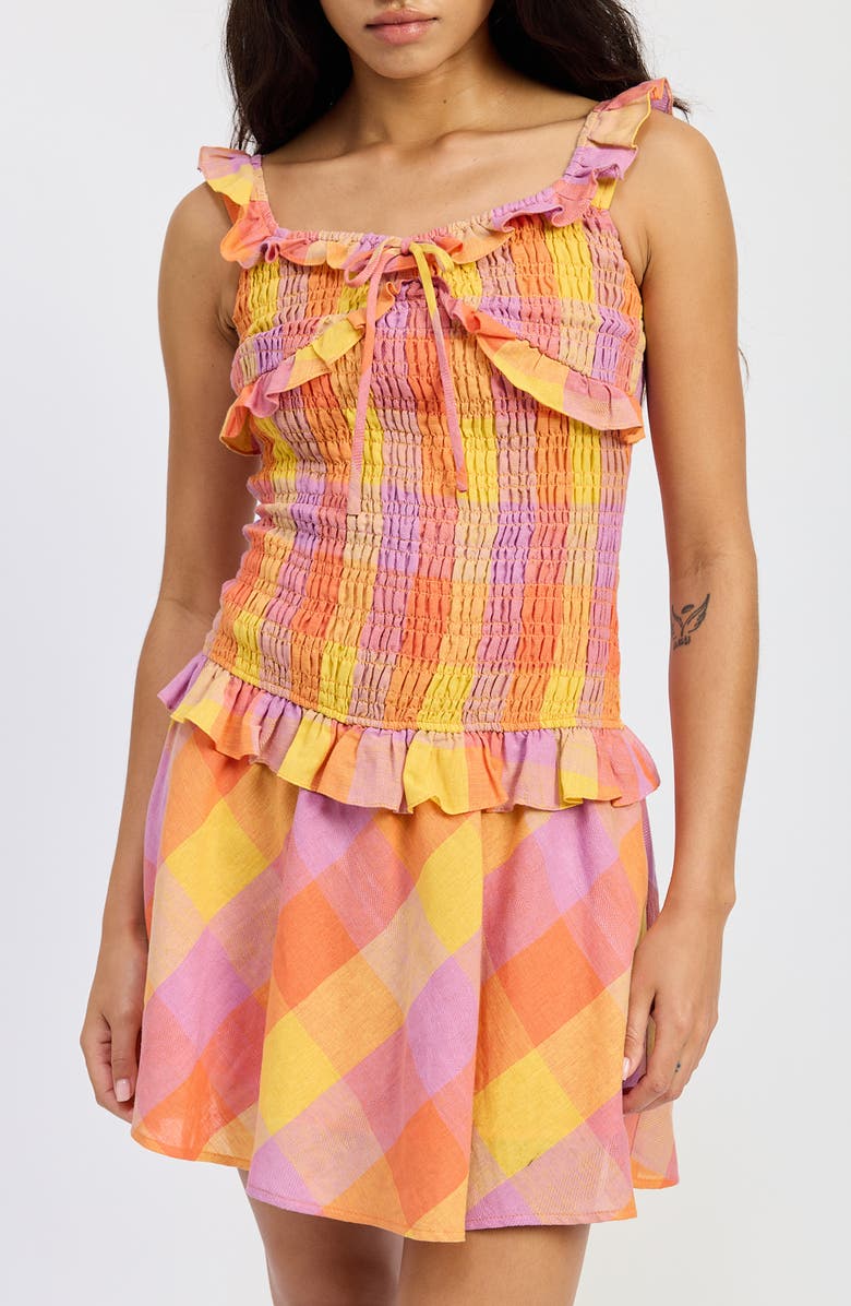 JACQUIE THE LABEL Juna Check Smocked Minidress, Alternate, color,