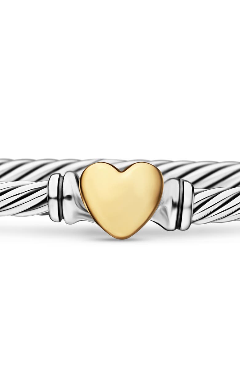 David Yurman Cable Collectibles<sup>®</sup> Heart Bracelet with 18K Gold, 3mm, Alternate, color, Two Tone