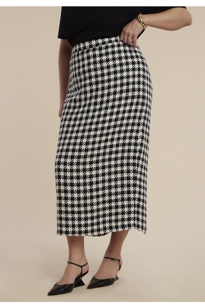 Houndstooth Column Maxi Skirt, Alternate, color, BLACK WHITE HOUNDSTOOTH