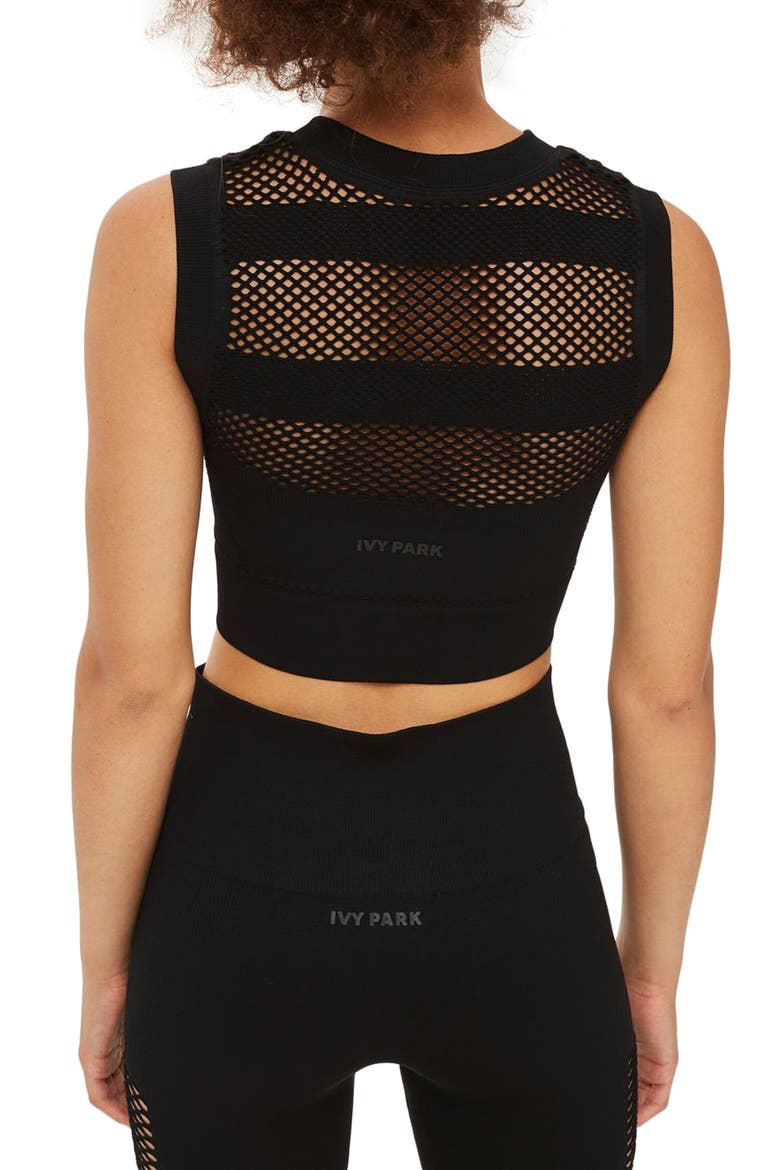 Net Crop Top, Alternate, color, BLACK
